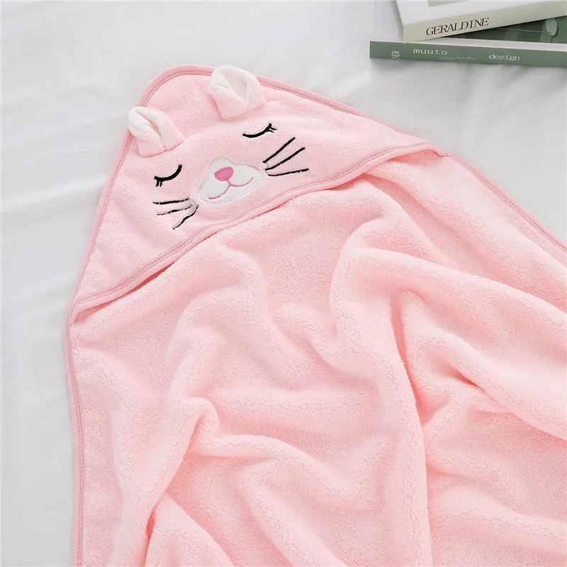 Kids/Baby Cartoon Hooded Super Soft Sleeping Swaddle Wrap Blankets