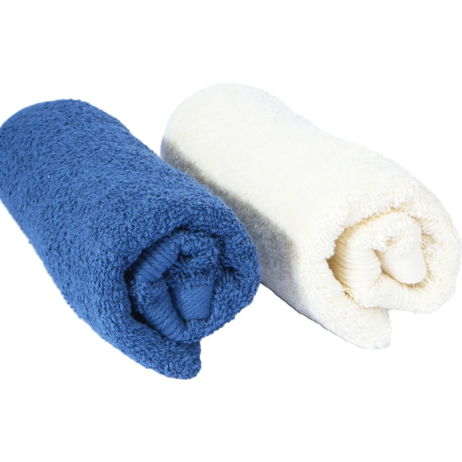 Kuber Industries 525 GSM Cotton Hand Towels |Super Soft, Quick Absorbent & Anti-Bacterial|Gym & Workout Towels|Pack of 12 (Blue & Ivory)