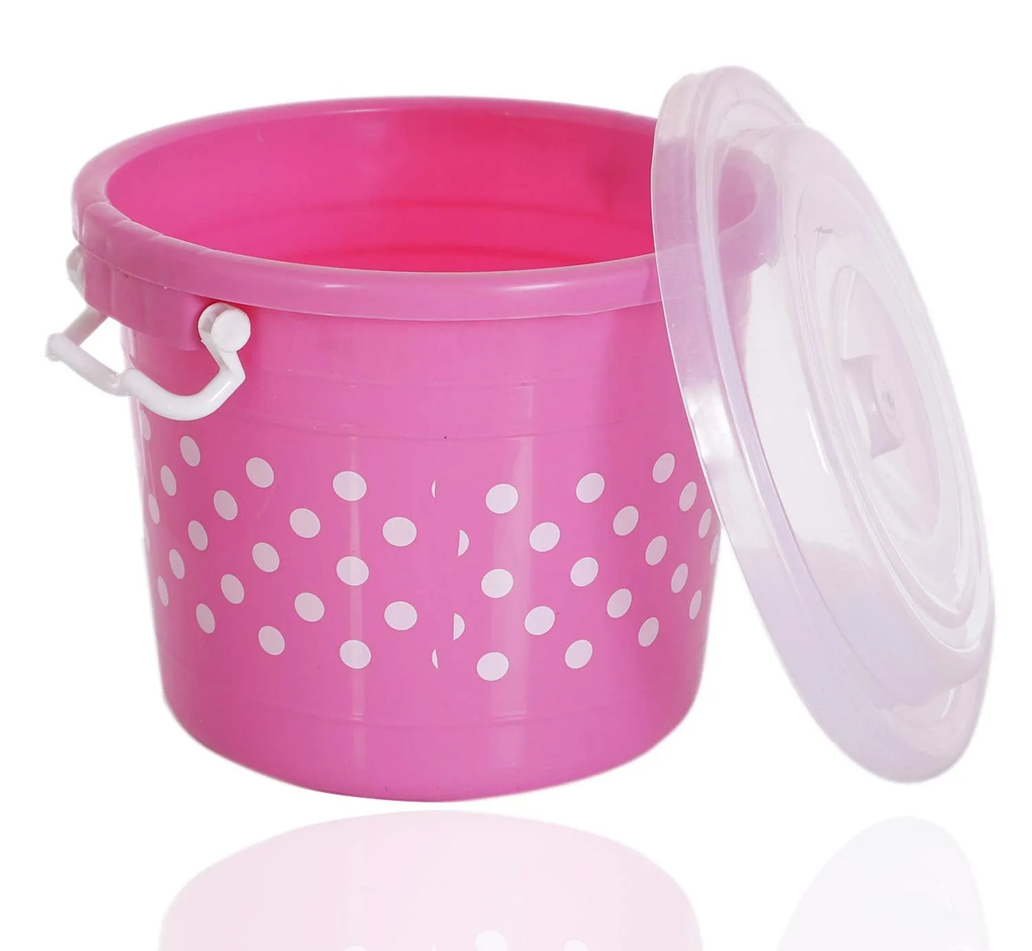 Kuber Industries Dots Design Virgin Plastic 2 Pieces Multipurpose Kitchen Storage Container with Side Lock-Handle,6 Ltrs (Blue & Pink) - CTKTC034777