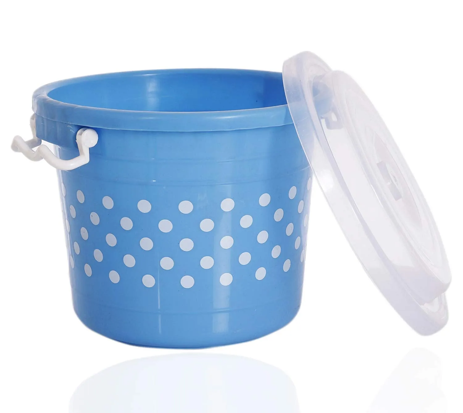 Kuber Industries Dots Design Virgin Plastic 2 Pieces Multipurpose Kitchen Storage Container with Side Lock-Handle,6 Ltrs (Blue & Pink) - CTKTC034777