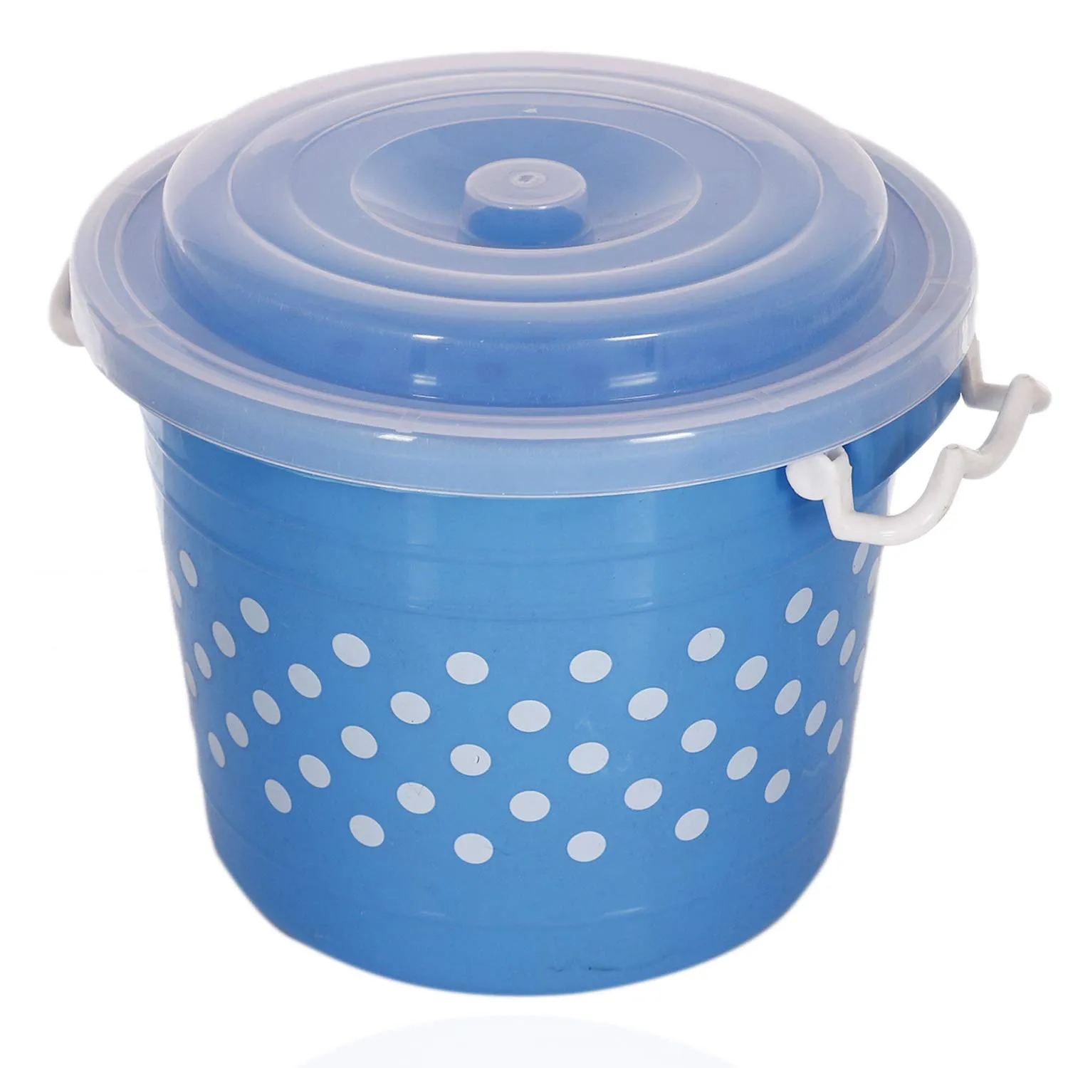 Kuber Industries Dots Design Virgin Plastic 2 Pieces Multipurpose Kitchen Storage Container with Side Lock-Handle,6 Ltrs (Blue & Pink) - CTKTC034777