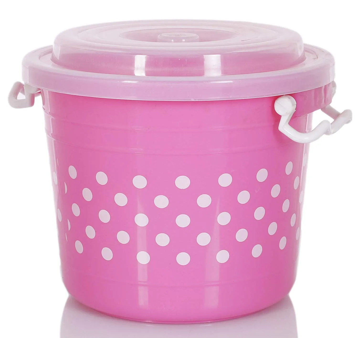 Kuber Industries Dots Design Virgin Plastic 2 Pieces Multipurpose Kitchen Storage Container with Side Lock-Handle,6 Ltrs (Blue & Pink) - CTKTC034777