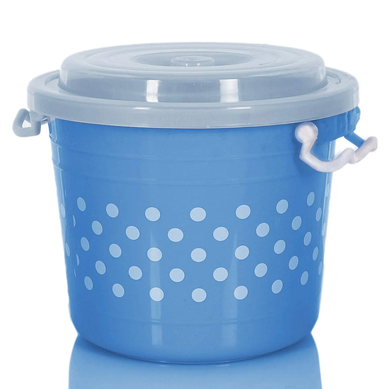 Kuber Industries Dots Design Virgin Plastic 2 Pieces Multipurpose Kitchen Storage Container with Side Lock-Handle,6 Ltrs (Blue & Pink) - CTKTC034777