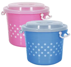 Kuber Industries Dots Design Virgin Plastic 2 Pieces Multipurpose Kitchen Storage Container with Side Lock-Handle,6 Ltrs (Blue & Pink) - CTKTC034777