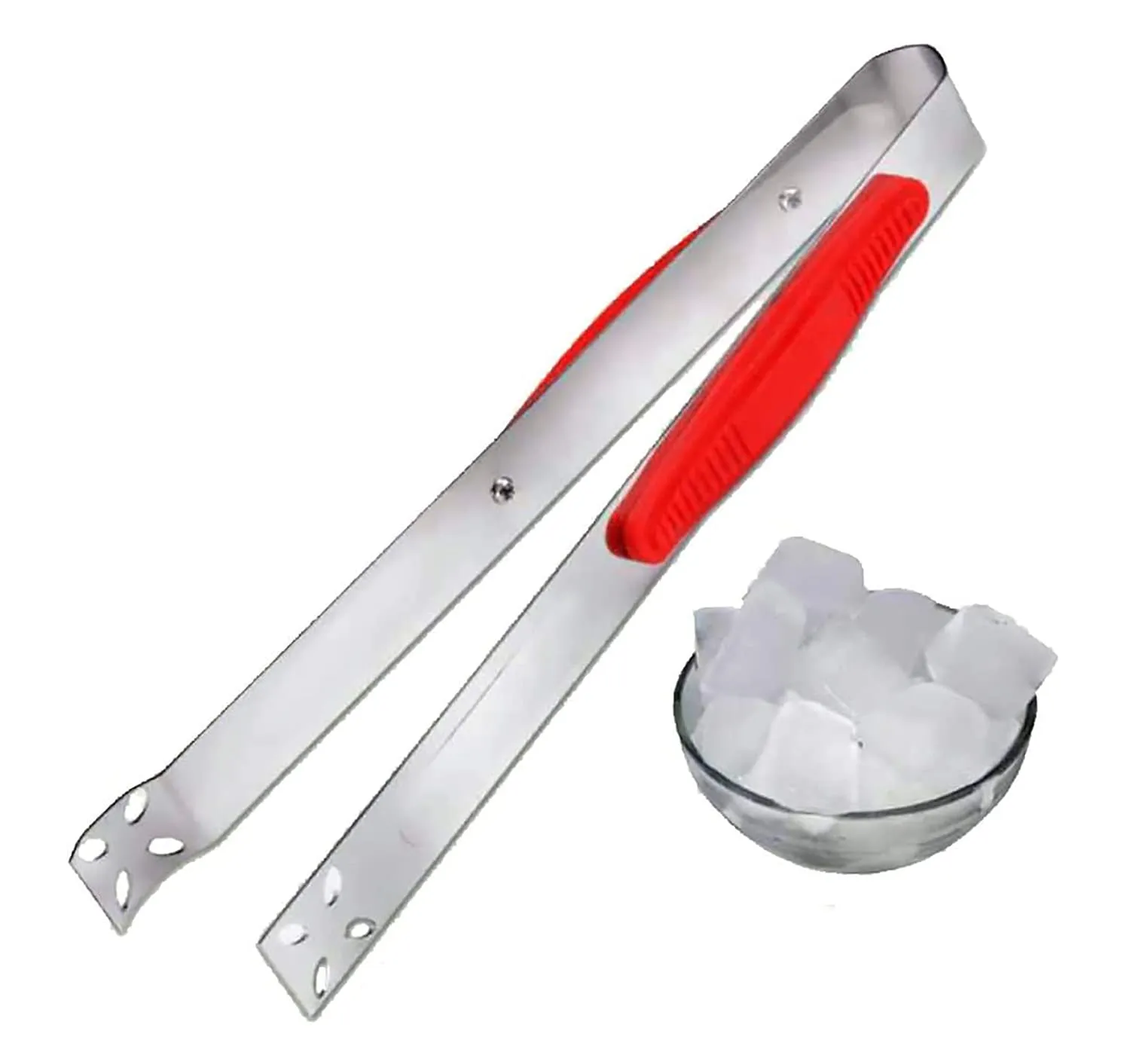 Kuber Industries Multipurpose Stainless Steel Tongs with Grip (Red), (Model: HS_37_KUBMART020121)