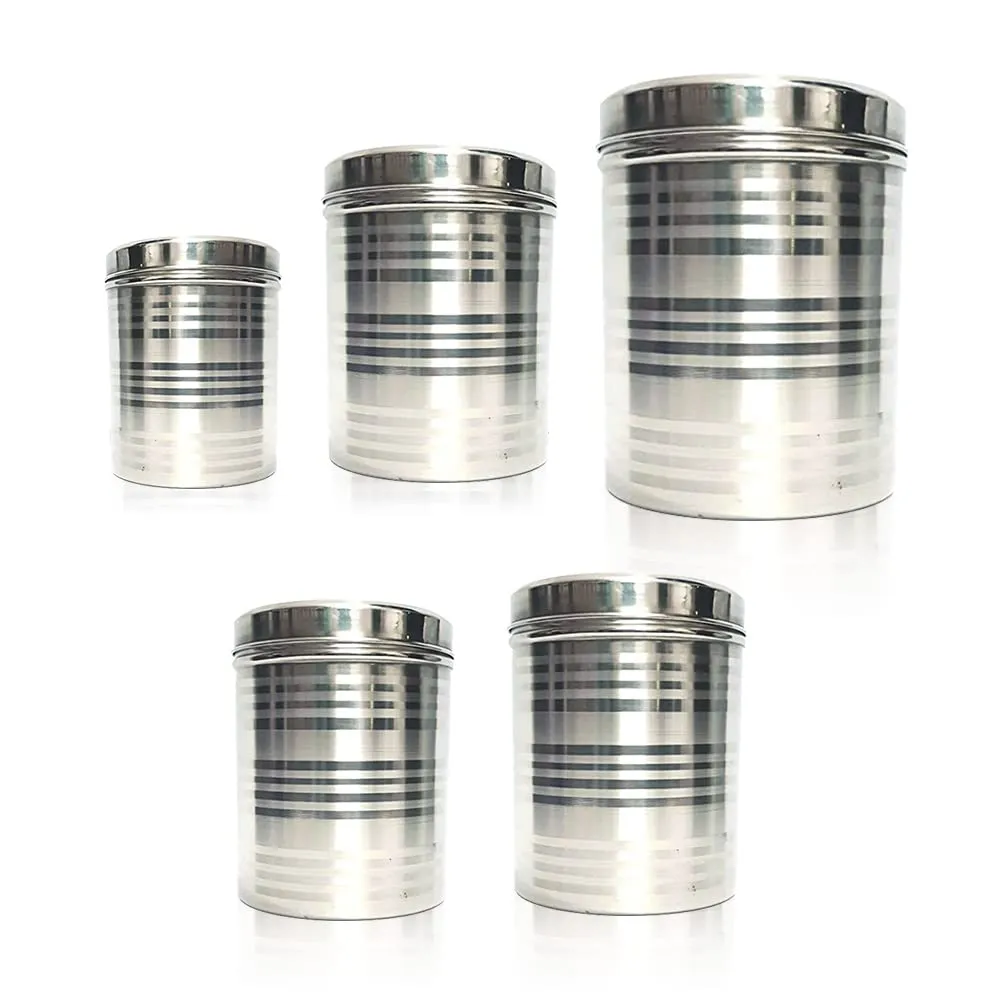 Kuber Industries Stainless Steel Kitchen Containers Set | Durable & Stackable | Wobble Free, Easy to Clean & Multipurpose | Kitchen Storage Container Set of 5 - Assorted (Pack of 4)