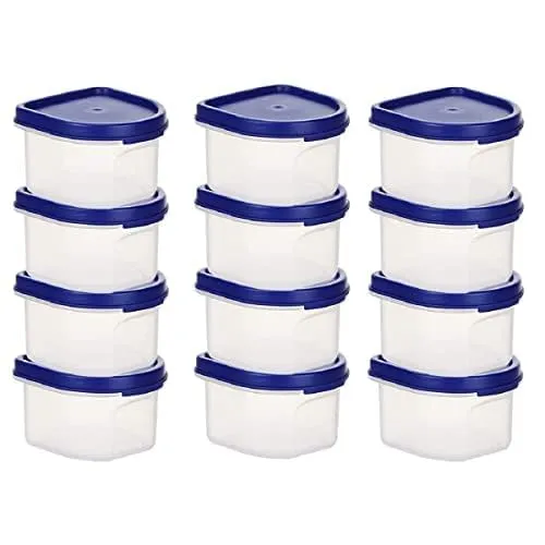 Kuber Industries Storage Utility Container|Plastic Unbreakable Food Storage Jar|Leak Roof,BPA Free Food Kitchen Organizer with Lid,250 ML,Set of 12 (White) (Pack of 3)