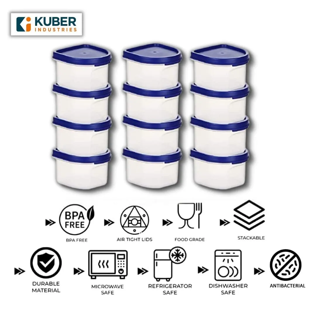 Kuber Industries Storage Utility Container|Plastic Unbreakable Food Storage Jar|Leak Roof,BPA Free Food Kitchen Organizer with Lid,250 ML,Set of 12 (White) (Pack of 3)