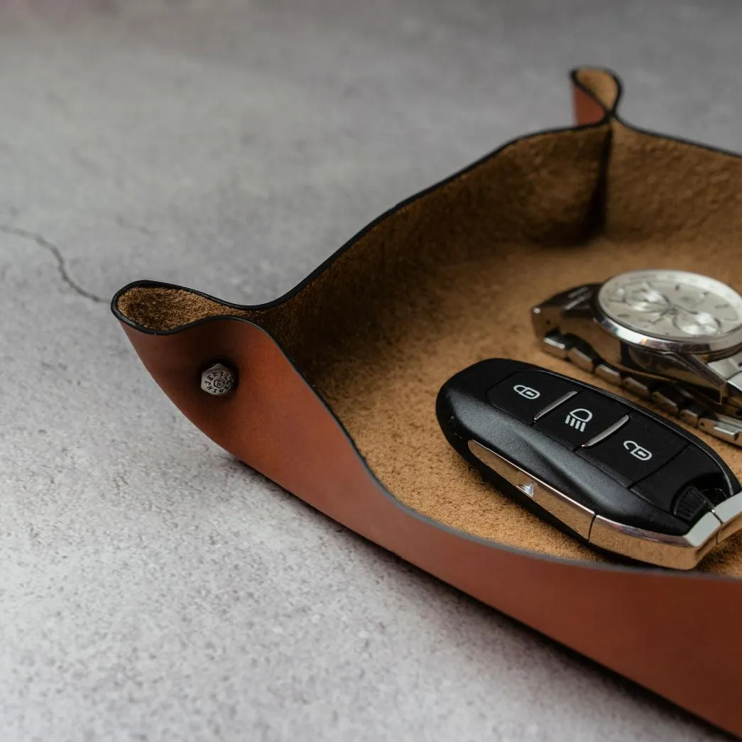 Leather Desk Tray, Clay