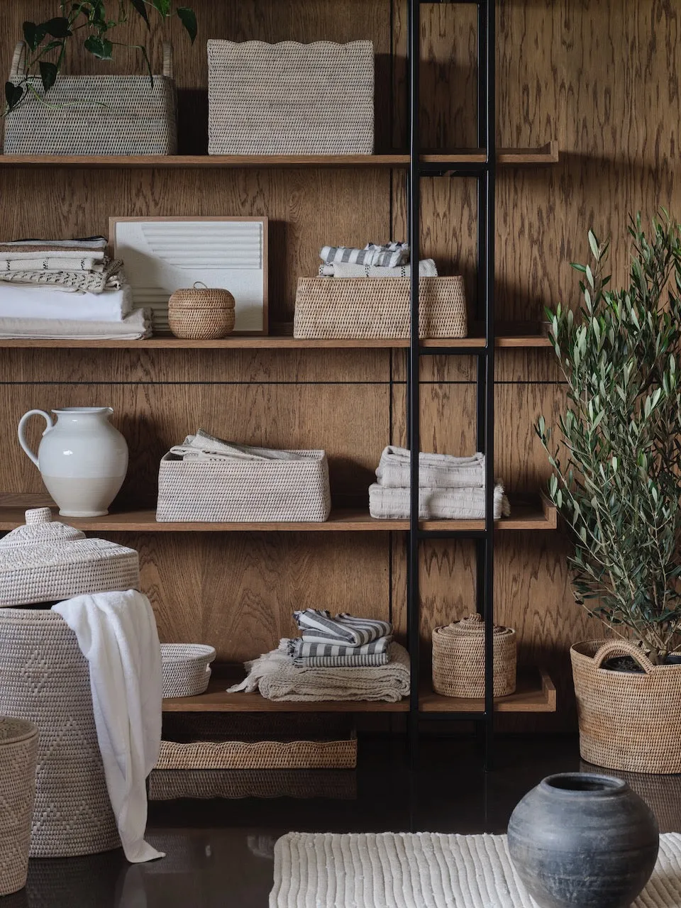 Leith Natural Rattan Medium Lidded Storage Box