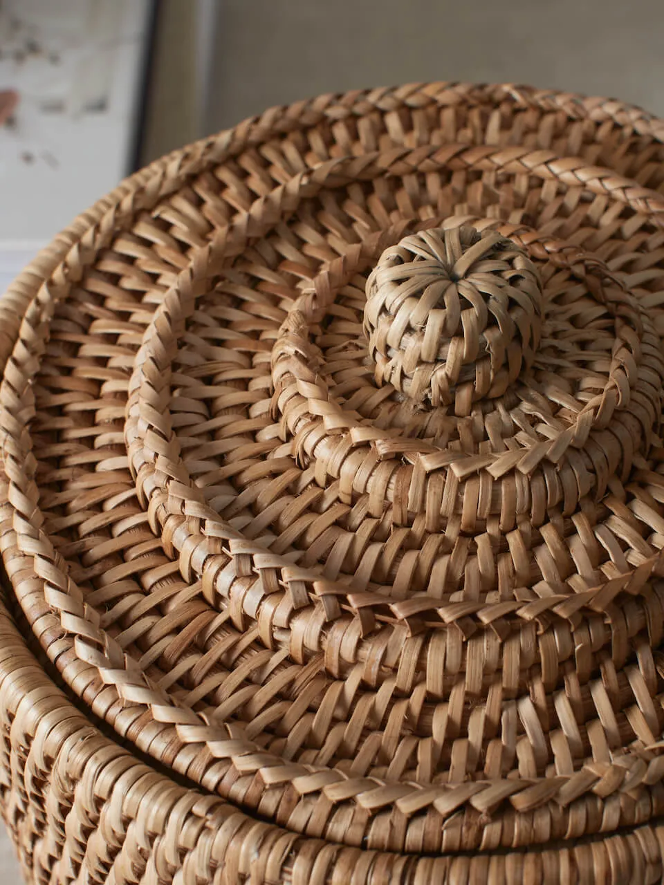 Leith Natural Rattan Medium Lidded Storage Box