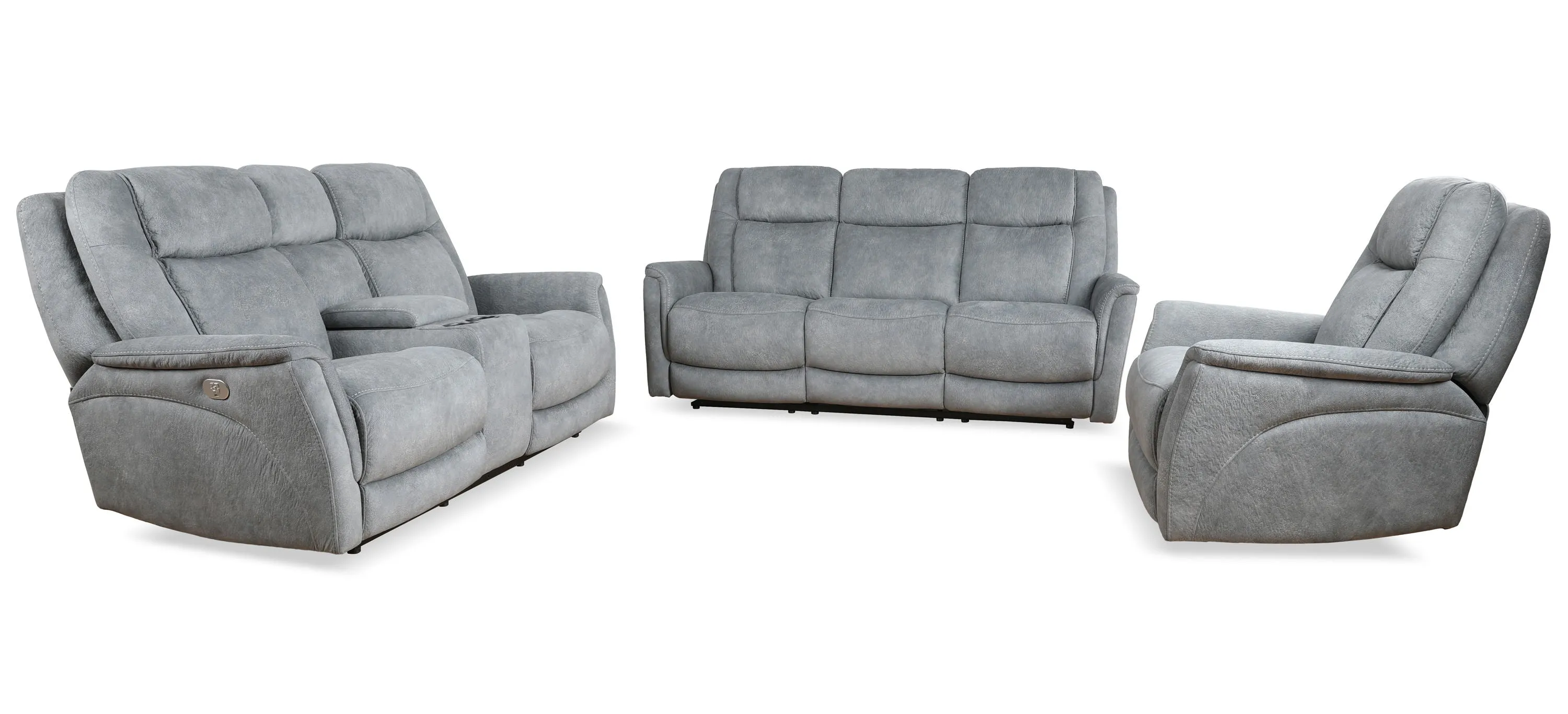 Linus - Power Reclining Sofa Loveseat And Recliner - Hudson Grey