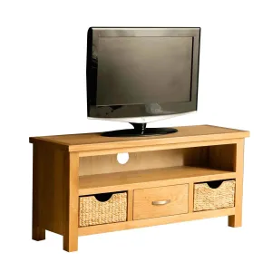 London Oak 110cm TV Stand with Baskets