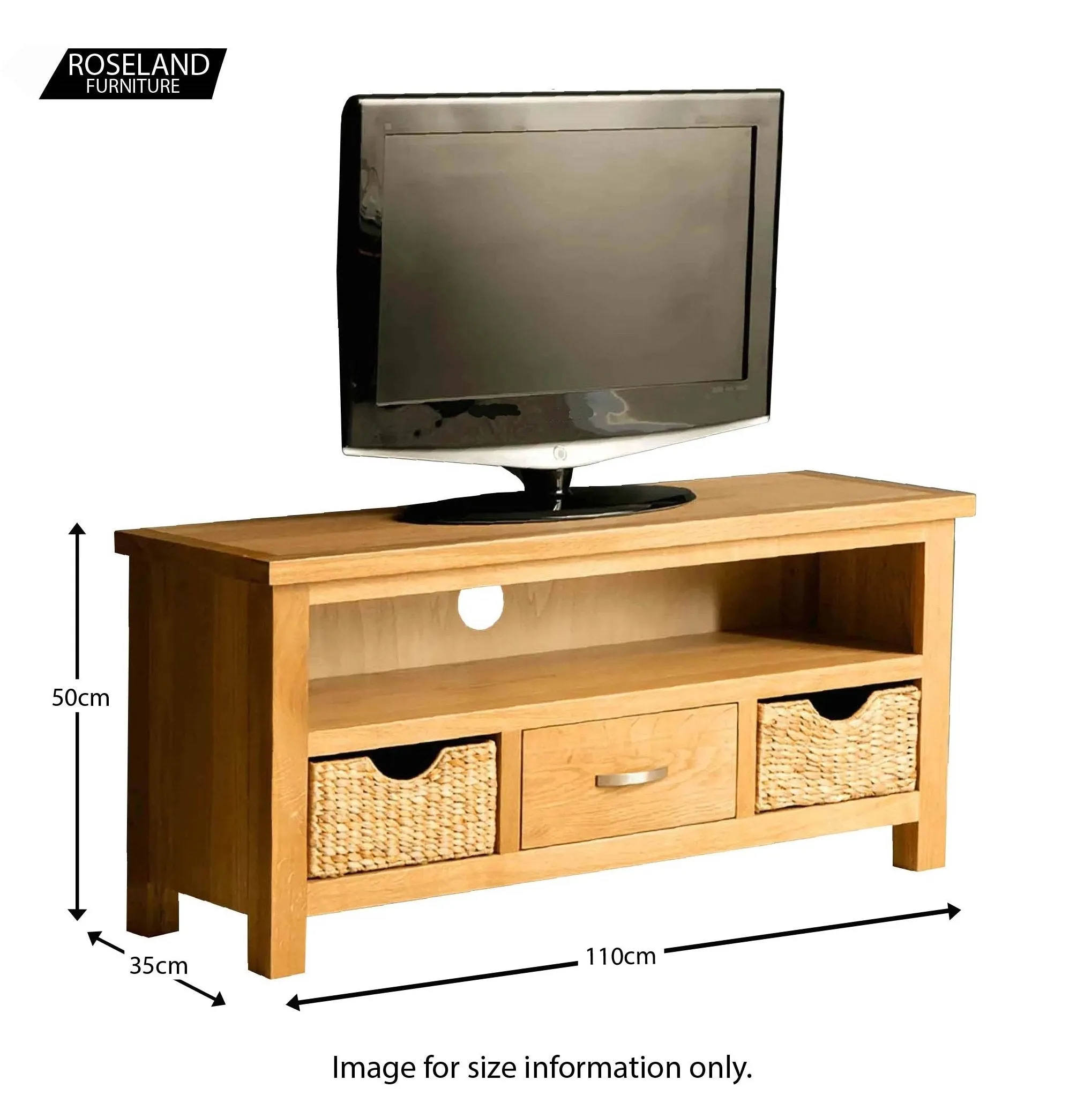 London Oak 110cm TV Stand with Baskets