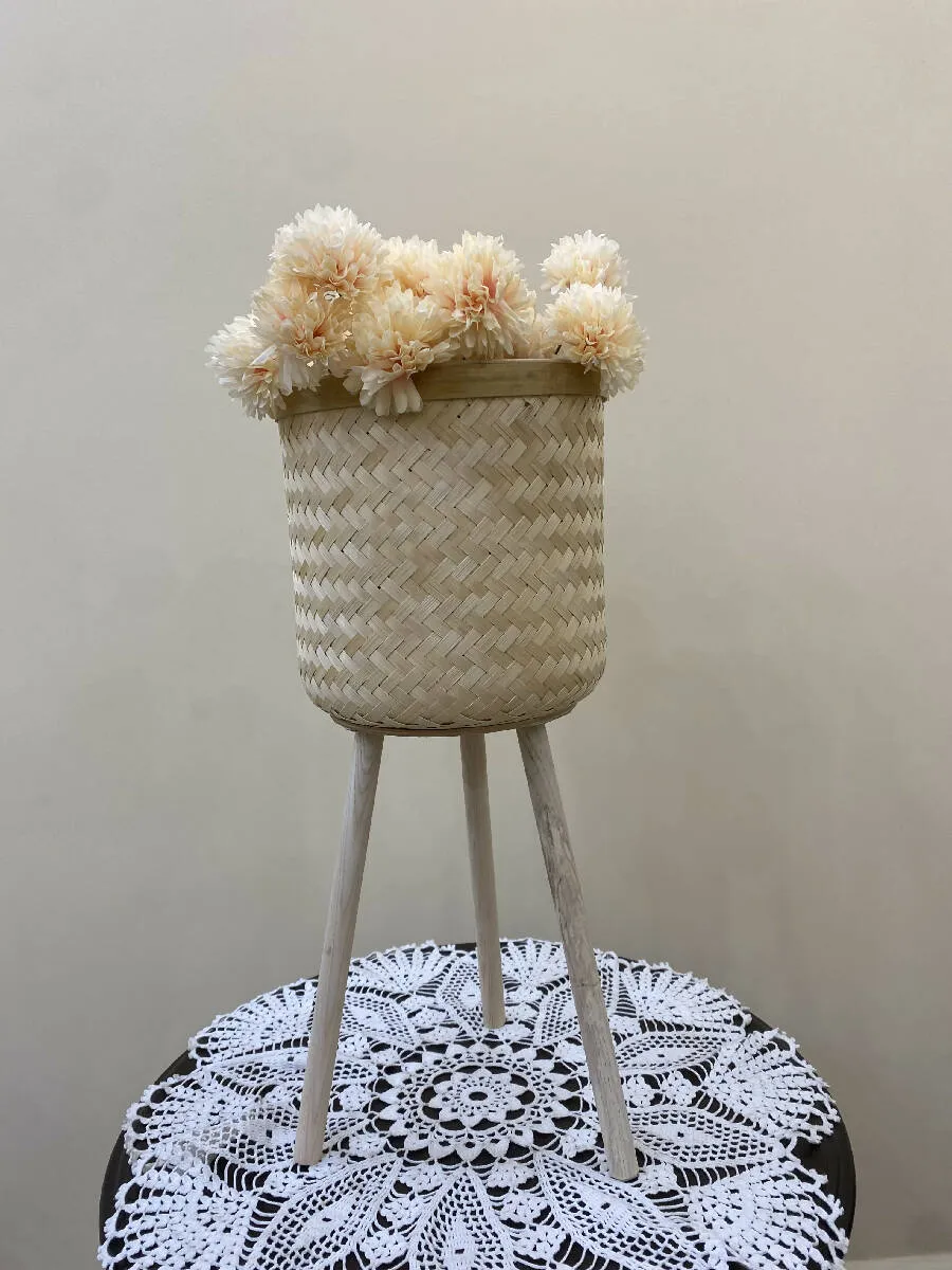 Massa Flowers Rattan Baskets With Base In Three Sizes