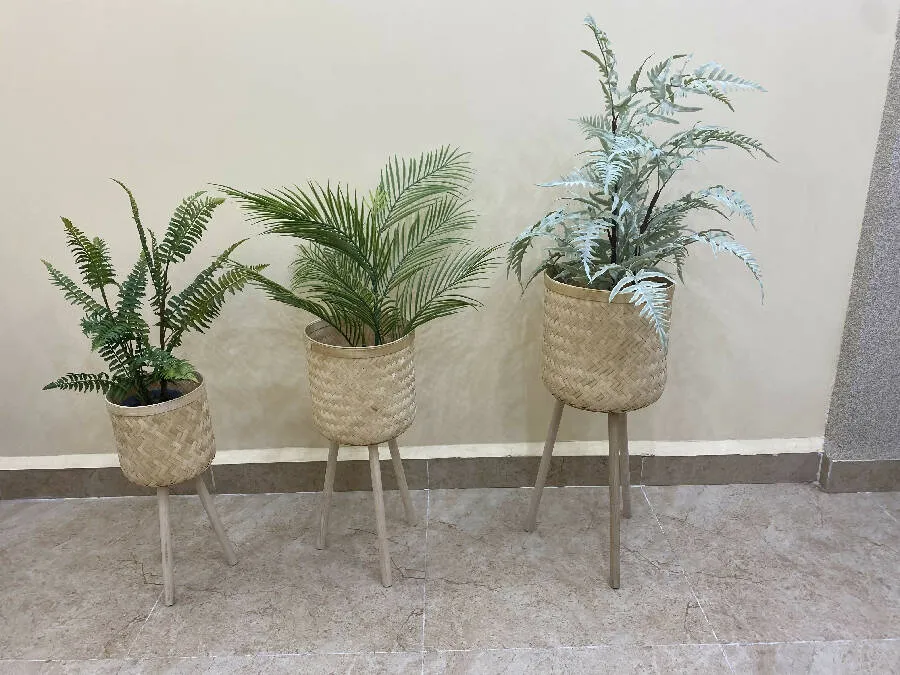 Massa Flowers Rattan Baskets With Base In Three Sizes