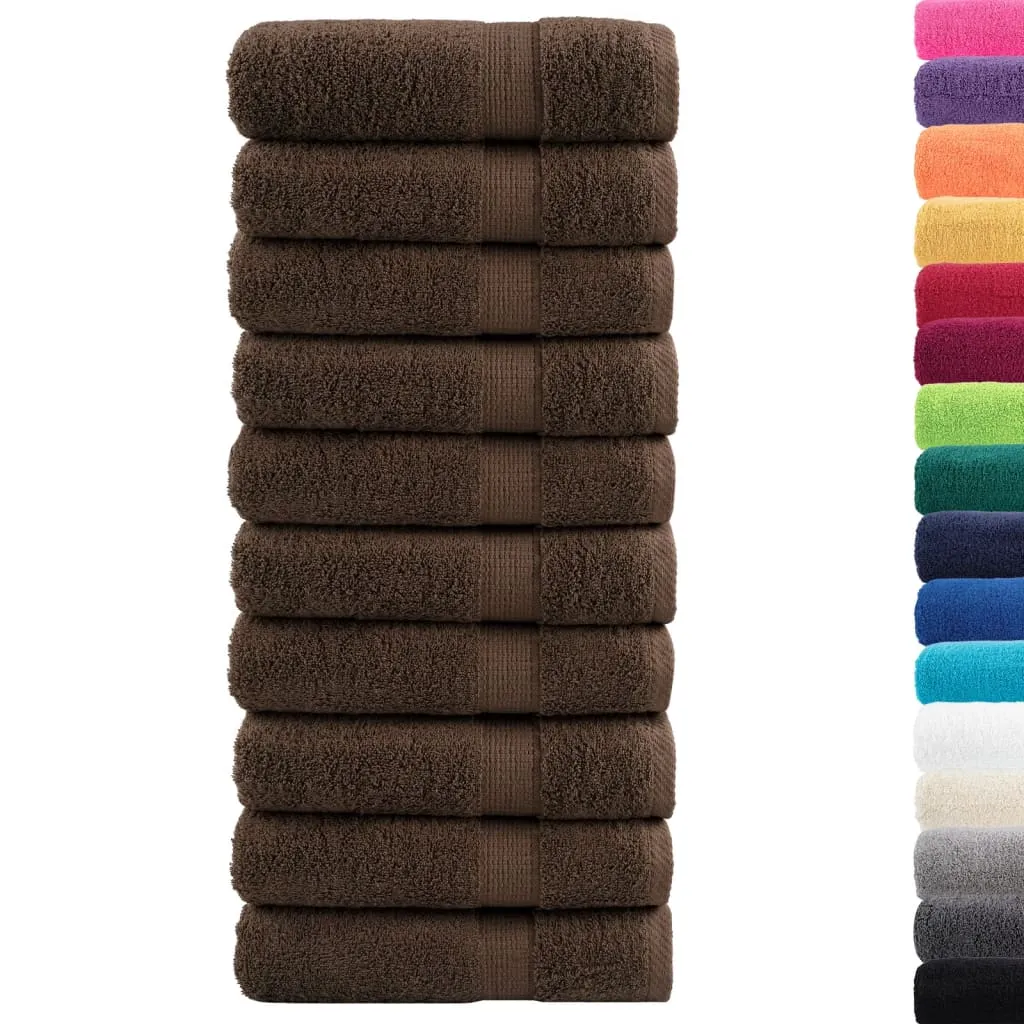 Premium Bath Towels 10pcs Brown 100x150cm 600gsm 100% Cotton