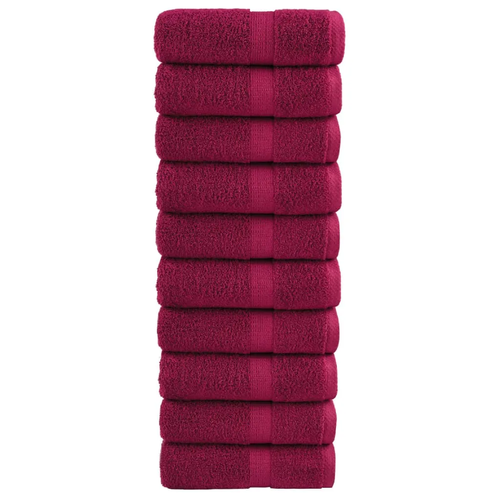 Premium Guest Towels 10pcs Bordeaux 30x50cm 600gsm 100% Cotton