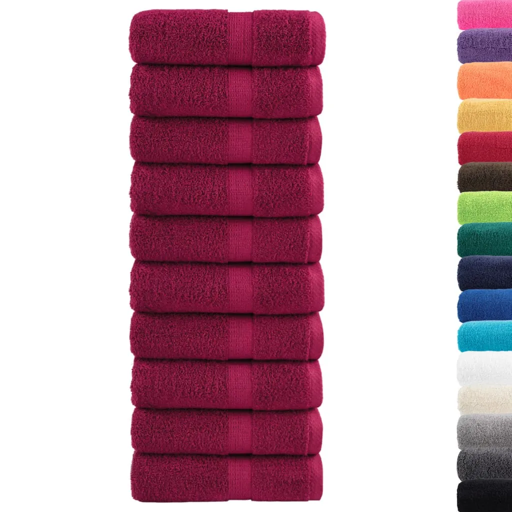 Premium Guest Towels 10pcs Bordeaux 30x50cm 600gsm 100% Cotton