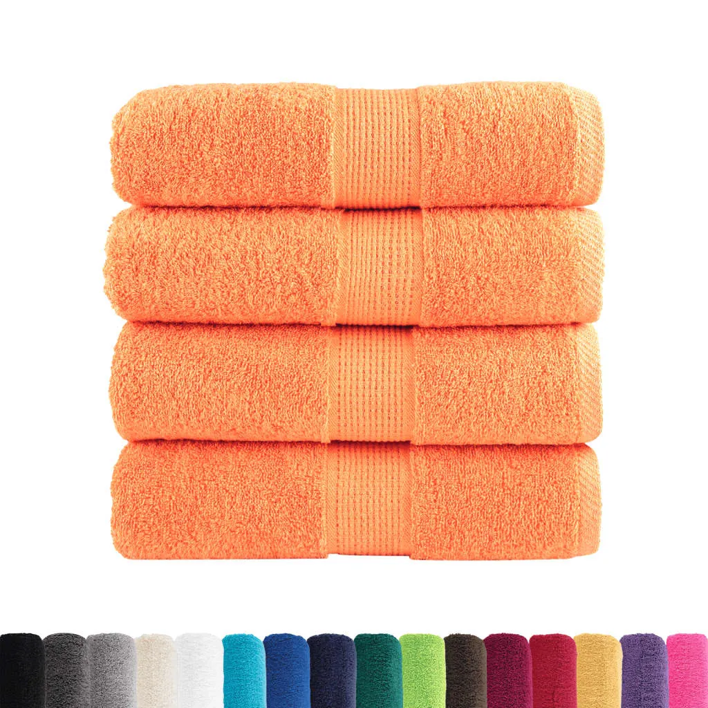 Premium Guest Towels 4 pcs Orange 30x50 cm 600 gsm 100% Cotton