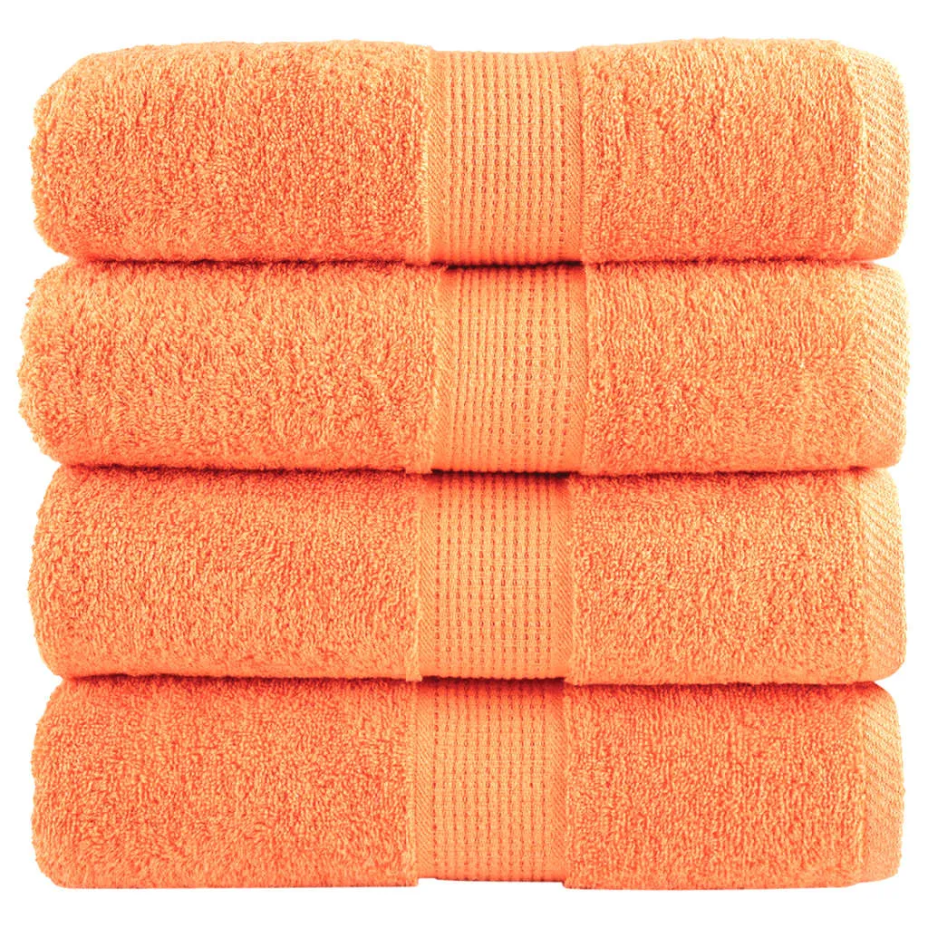 Premium Guest Towels 4 pcs Orange 30x50 cm 600 gsm 100% Cotton