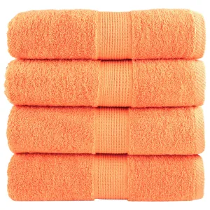 Premium Guest Towels 4 pcs Orange 30x50 cm 600 gsm 100% Cotton