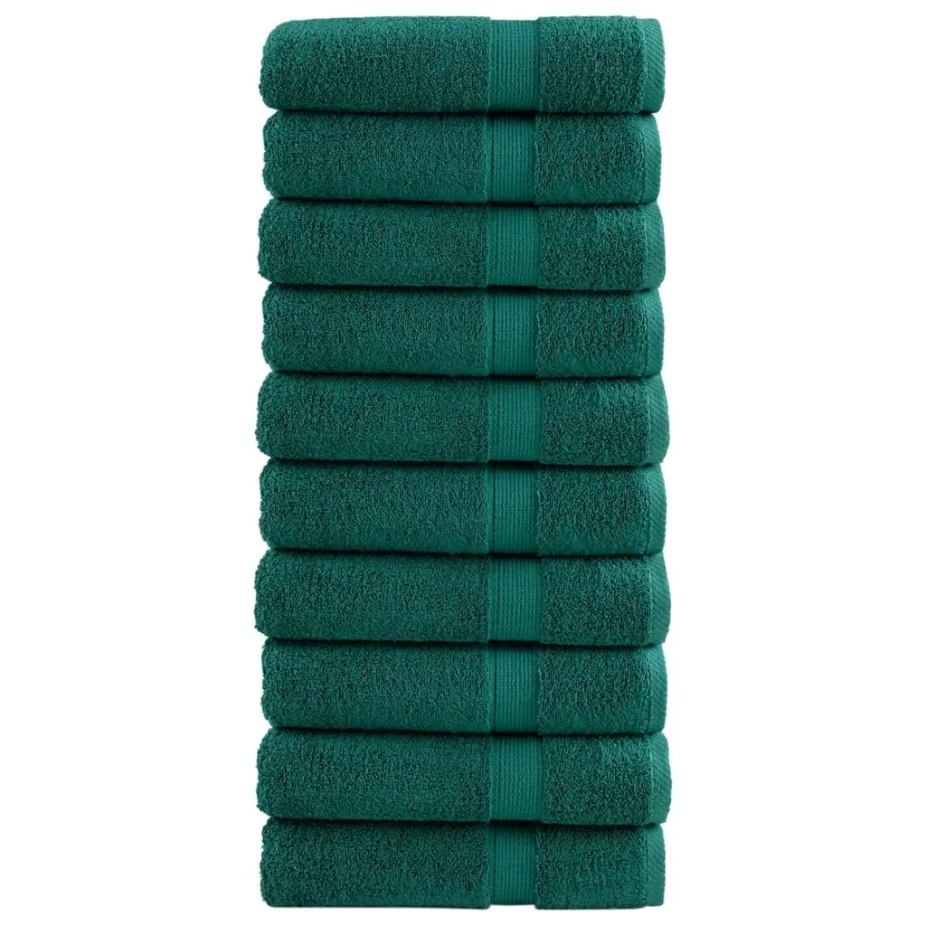 Premium Hand Towels 10 pcs Green 50x100 cm 600 gsm 100% Cotton