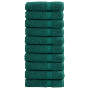 Premium Hand Towels 10 pcs Green 50x100 cm 600 gsm 100% Cotton