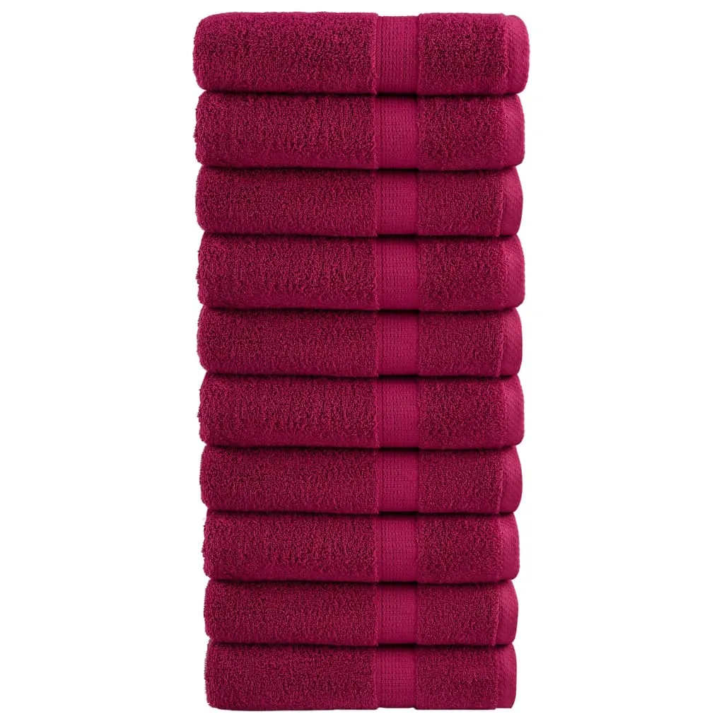 Premium Hand Towels 10pcs Bordeaux 50x100cm 600gsm 100% Cotton