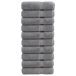 Premium Hand Towels 10pcs Grey 50x100cm 600gsm 100% Cotton