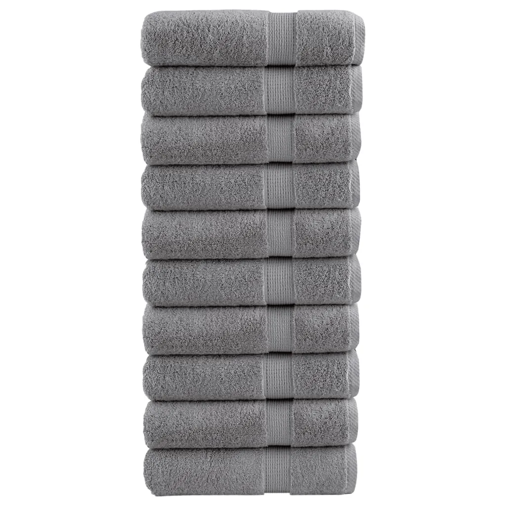 Premium Hand Towels 10pcs Grey 50x100cm 600gsm 100% Cotton