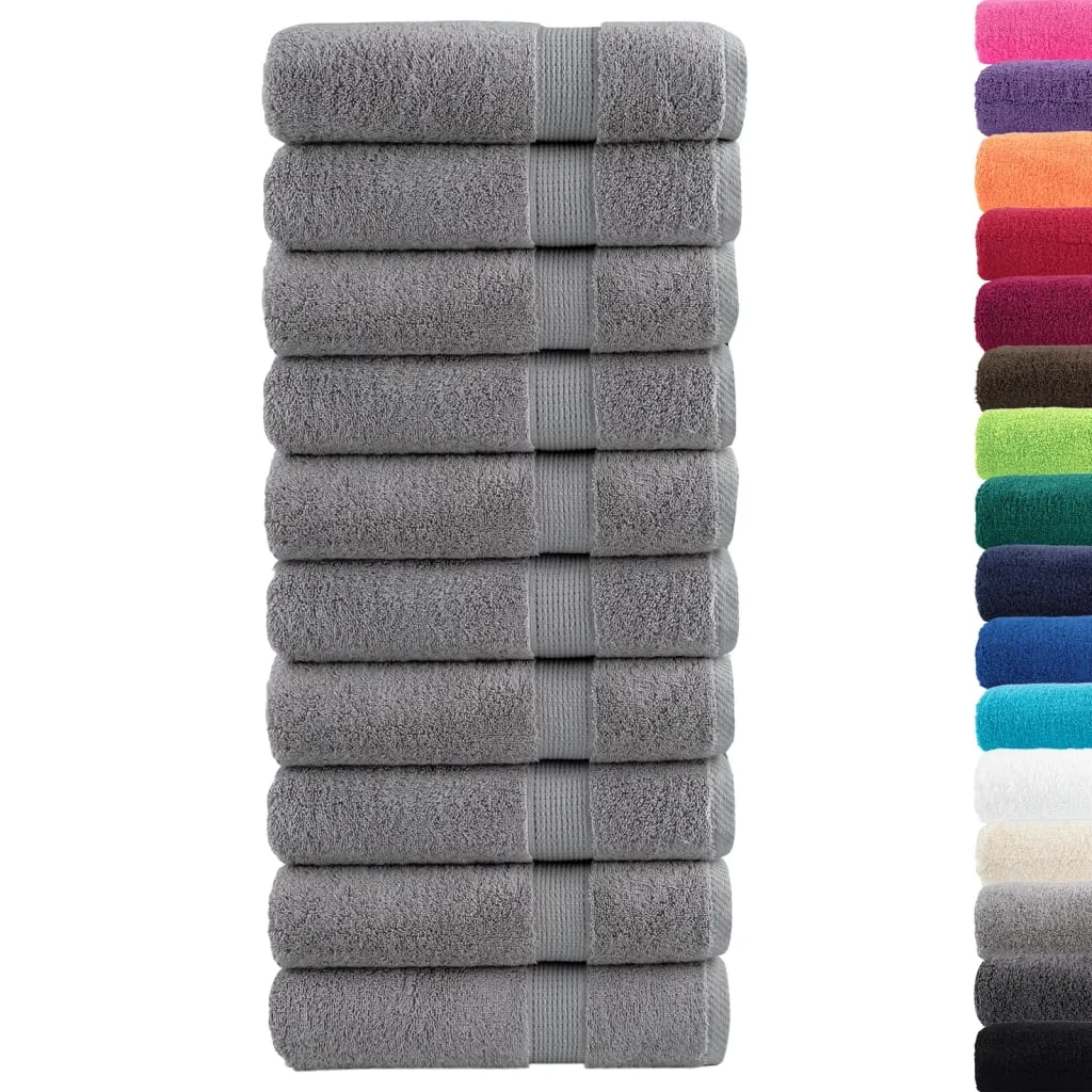 Premium Hand Towels 10pcs Grey 50x100cm 600gsm 100% Cotton