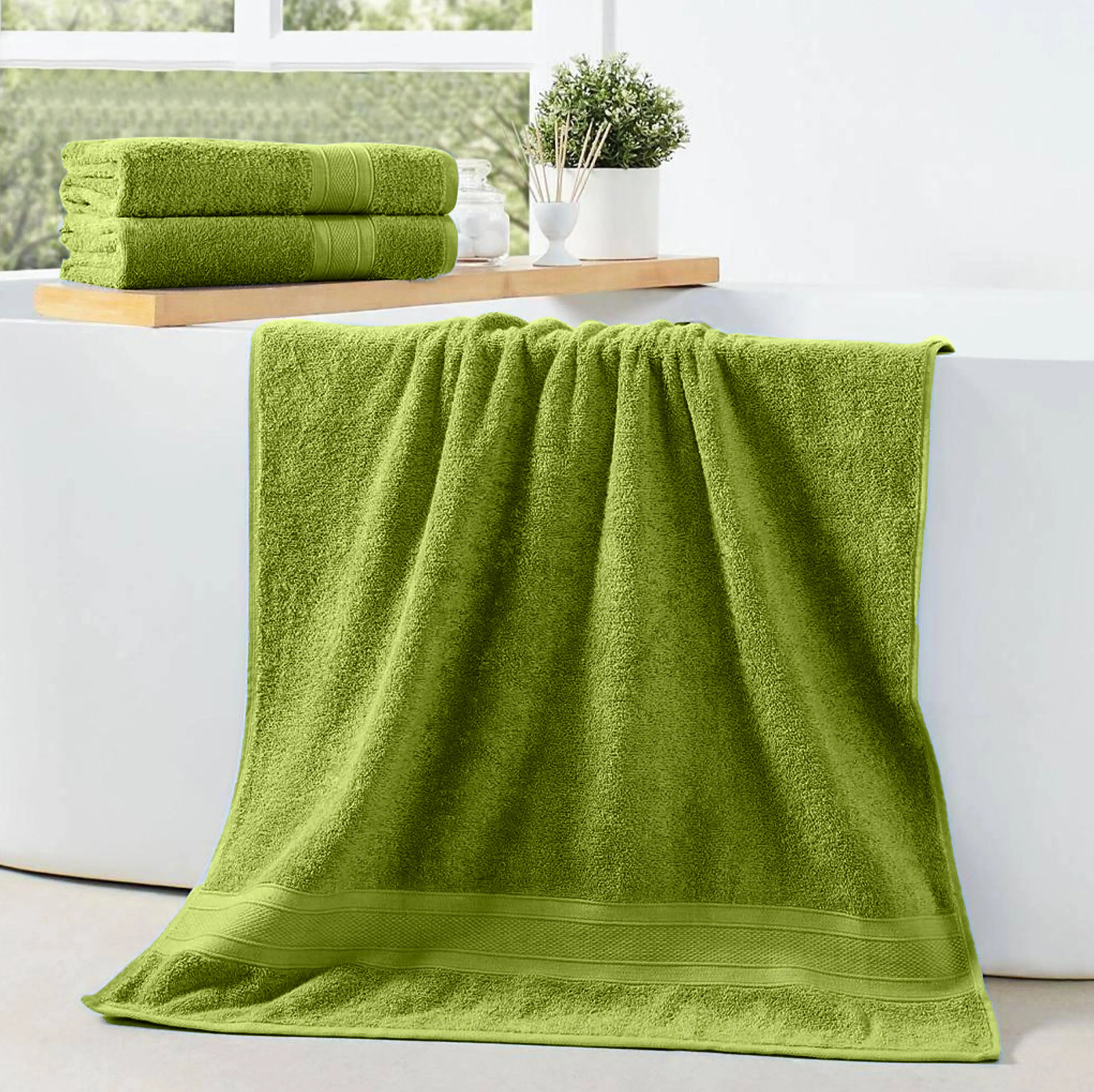 Premium Sage Green Pack of 2  600gsm High Quality Cotton Bath Towel 70x140cm