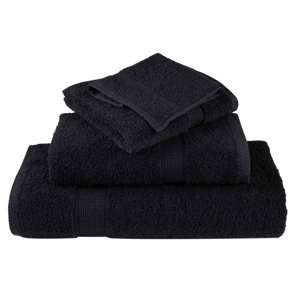 Premium Towels 2 pcs Black 100x200 cm 600 gsm 100% Cotton