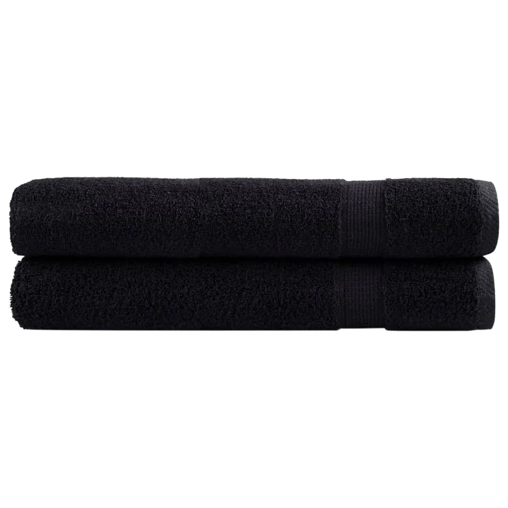 Premium Towels 2 pcs Black 100x200 cm 600 gsm 100% Cotton