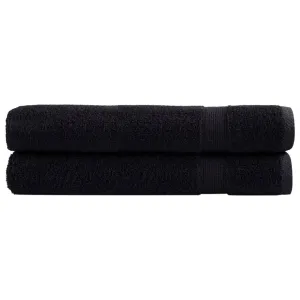 Premium Towels 2 pcs Black 100x200 cm 600 gsm 100% Cotton