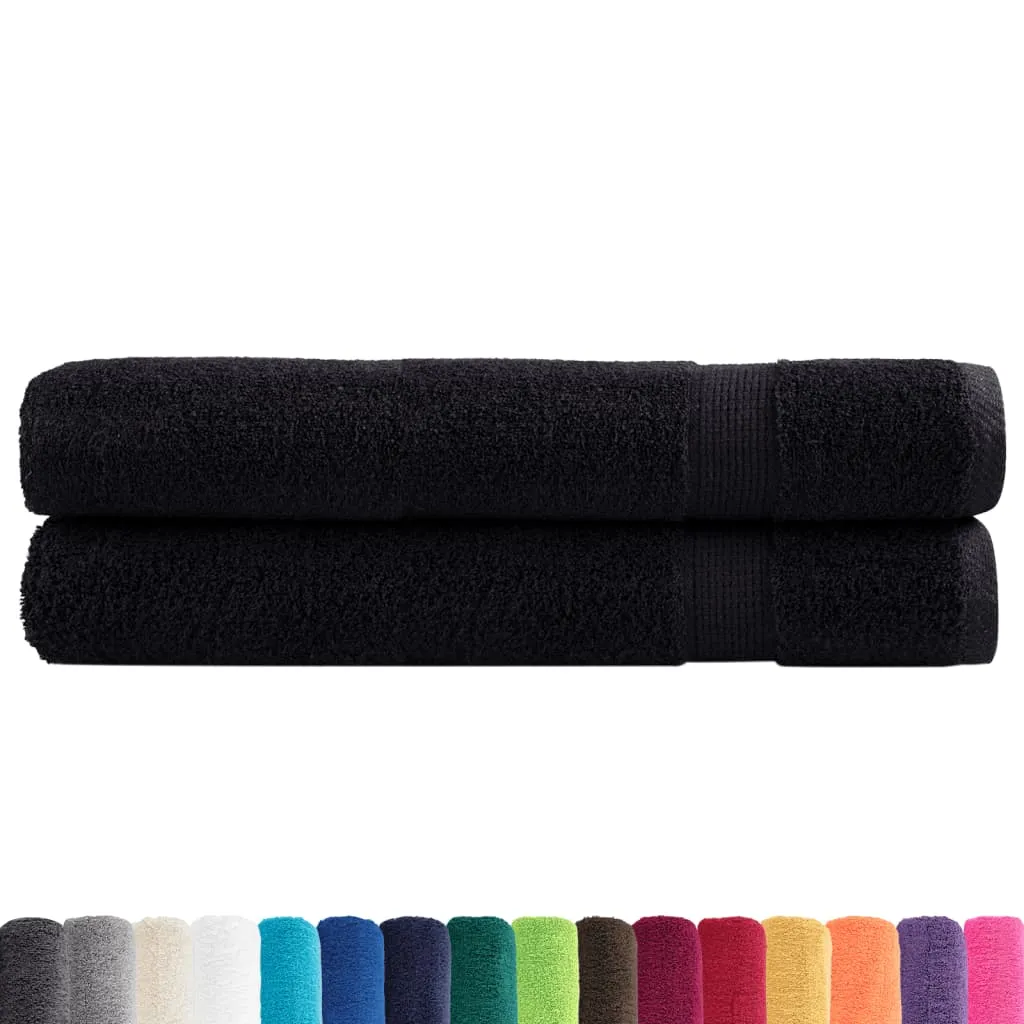 Premium Towels 2 pcs Black 100x200 cm 600 gsm 100% Cotton