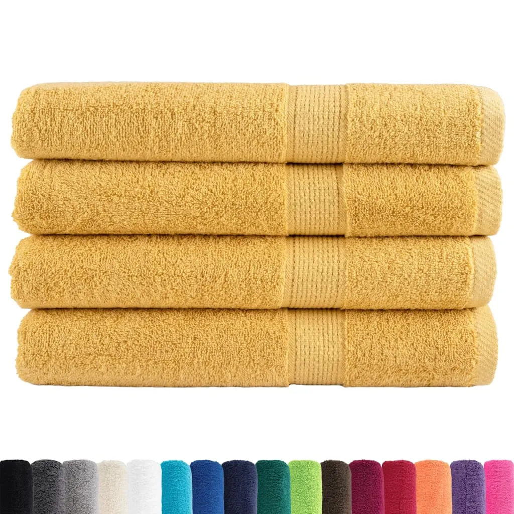 Premium Towels 4pcs Gold 100x200cm 600gsm 100% Cotton