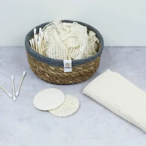 Respiin Shallow Seagrass & Jute Basket - Small Natural/Grey