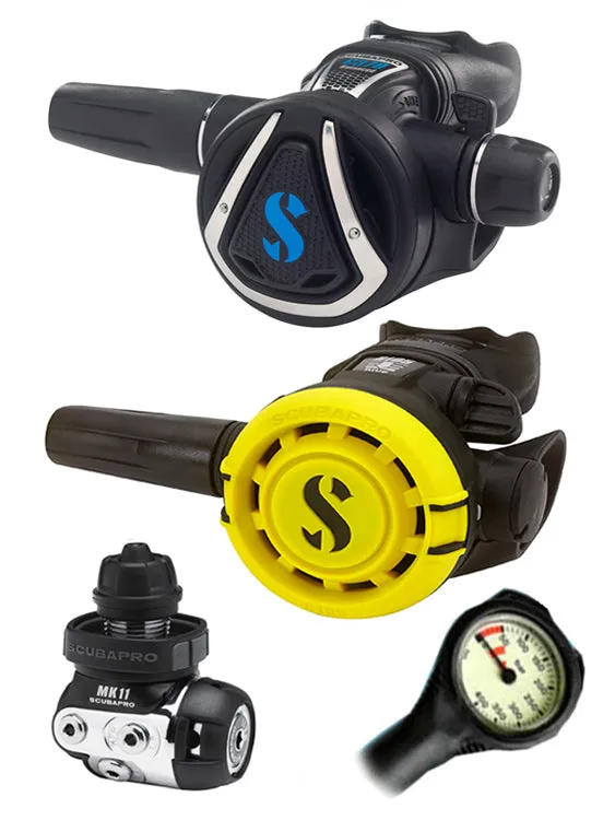 Scubapro Regulator Set: MK11 (DIN or Yoke) / C370 / Octopus & Free Termo Gauge