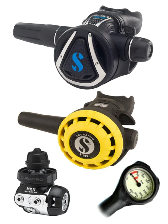 Scubapro Regulator Set: MK11 (DIN or Yoke) / C370 / Octopus & Free Termo Gauge