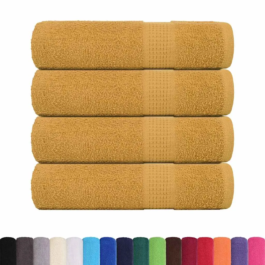 Shower Towels 4 pcs Gold 70x140 cm 360 gsm 100% Cotton