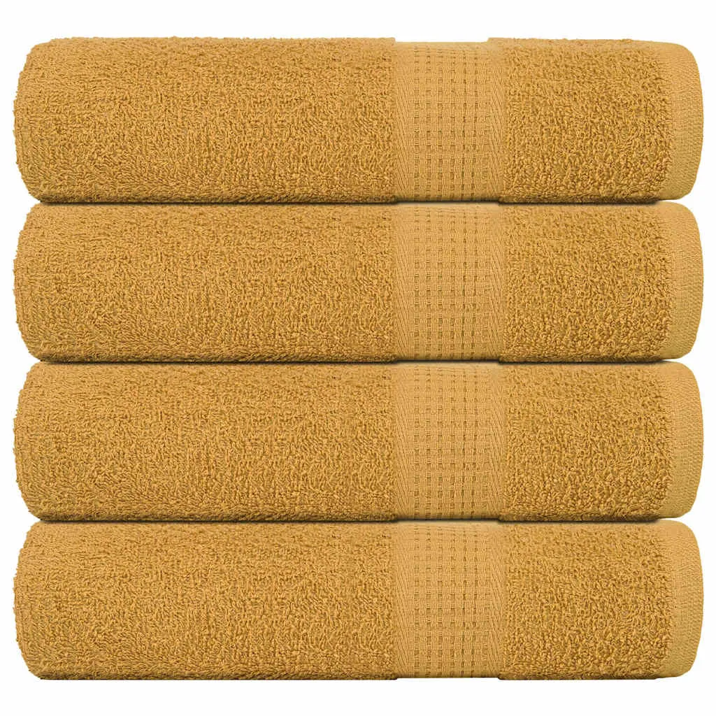 Shower Towels 4 pcs Gold 70x140 cm 360 gsm 100% Cotton