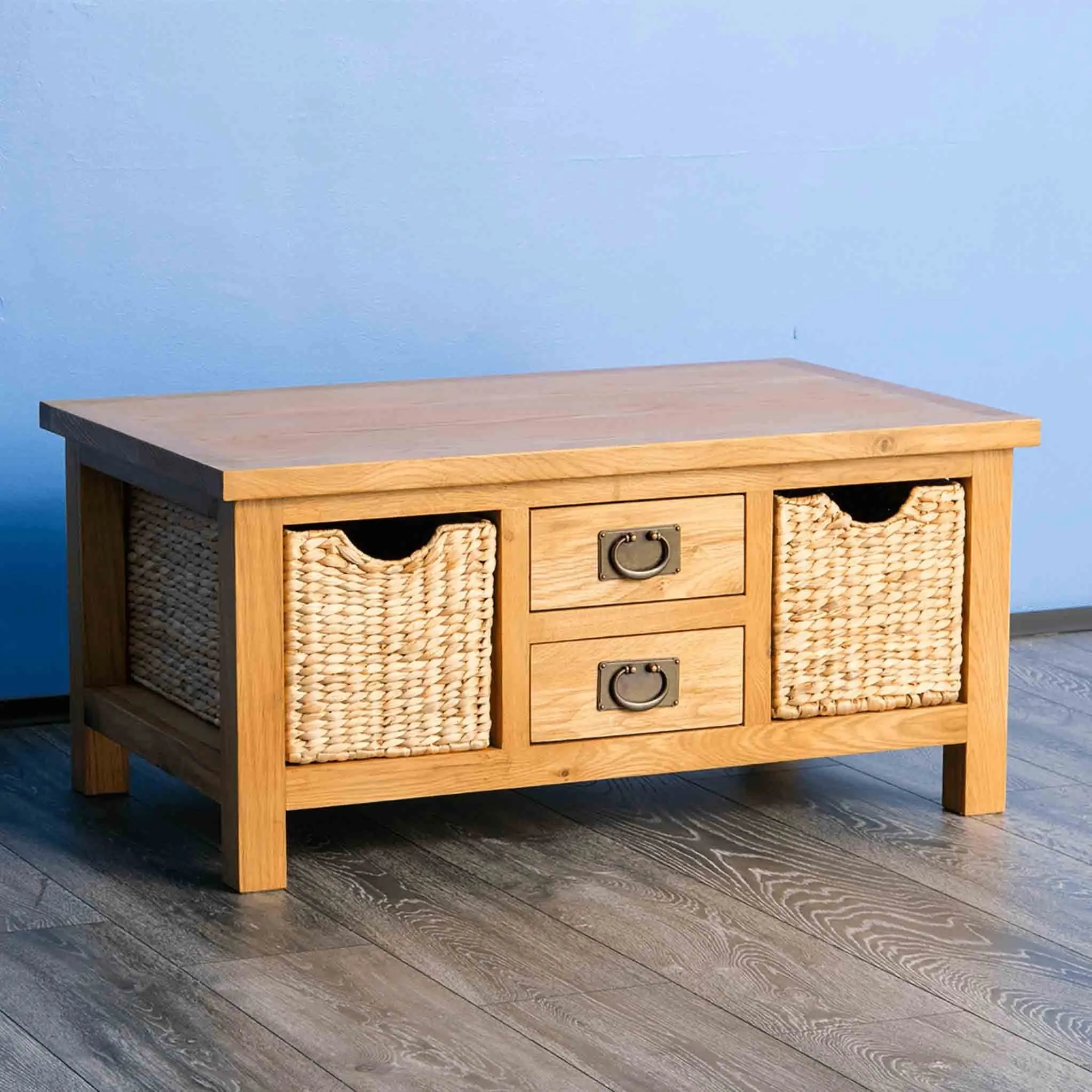 Surrey Oak Coffee Table with Baskets