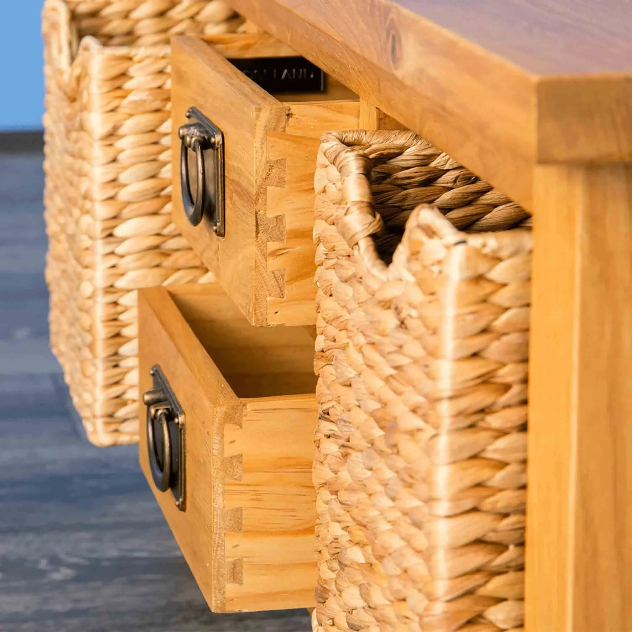 Surrey Oak Coffee Table with Baskets