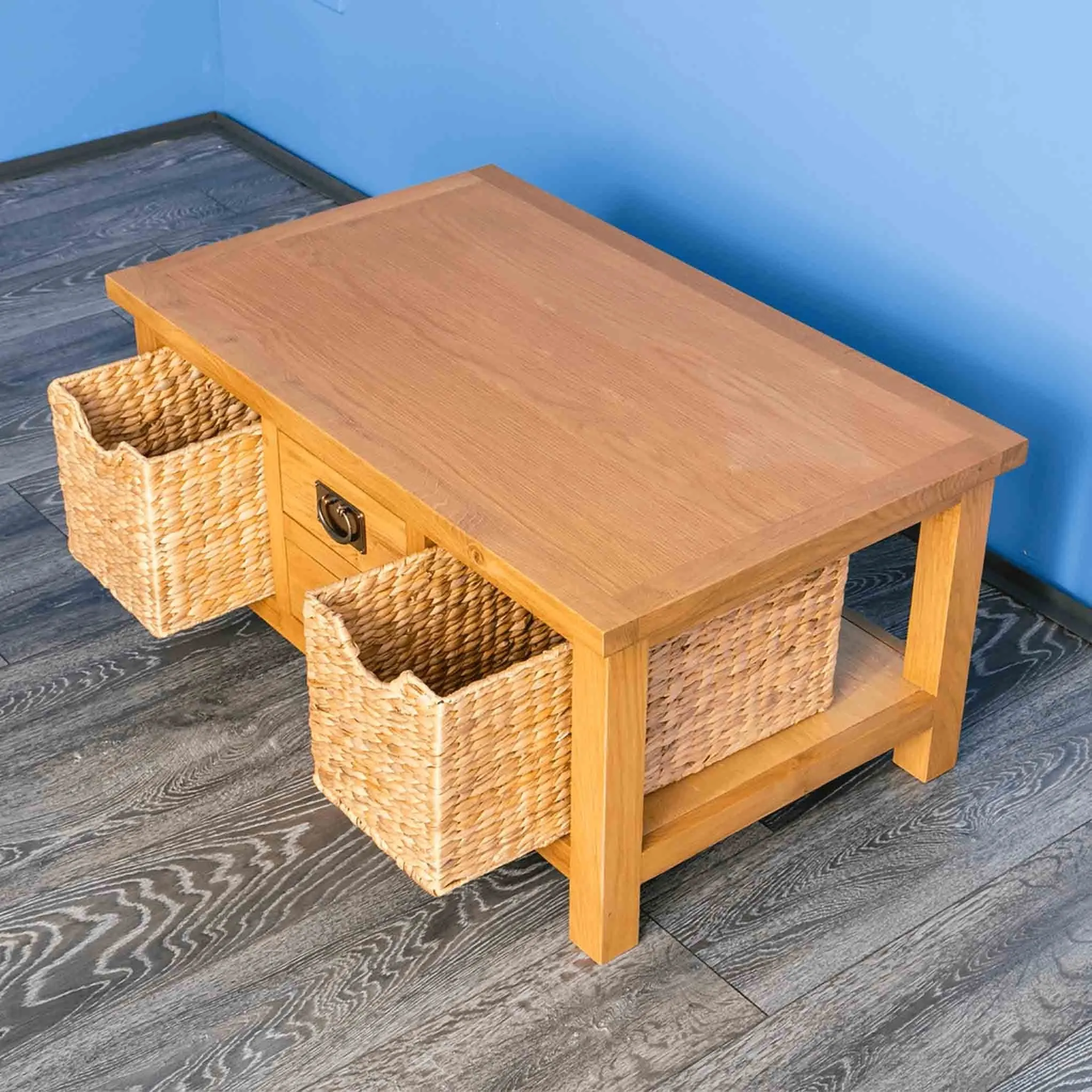 Surrey Oak Coffee Table with Baskets