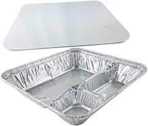 TAKE-OUT/ Container, Large, Foil 3 Compartment with Lid-Food Service