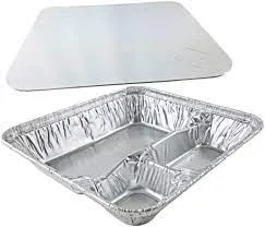 TAKE-OUT/ Container, Large, Foil 3 Compartment with Lid-Food Service