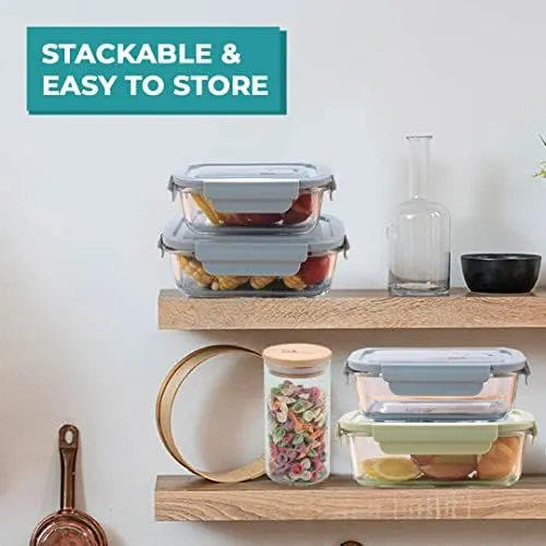 The Better Home Tall Jars 1000ml (Pack of 6) | Food Jars & Containers|Food Storage For Kitchen & SAVYA HOME 6 pcs big Plate Set |Pack and Store Combo (2 Containers   6 Big Plates)