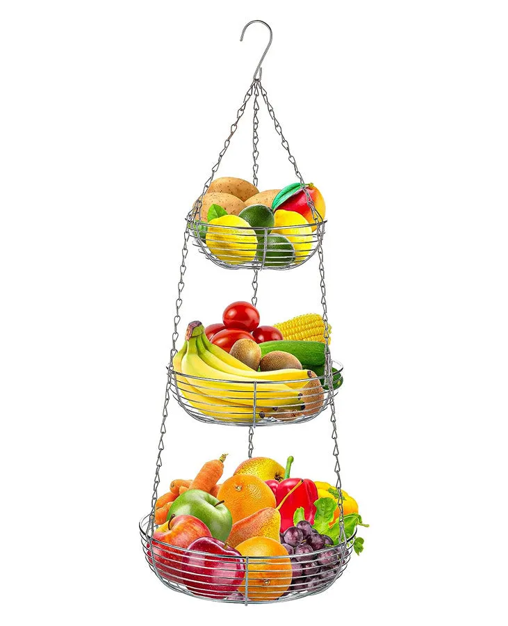 Three-Tier Fruit Basket - Woven Wire